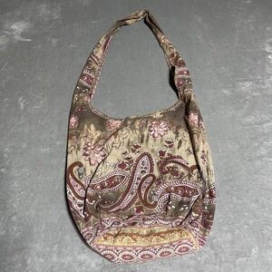 Y2K Old Navy Hobo Bag Brown Pink Floral Paisley Boho Hippie Fairy Shoulder Bag